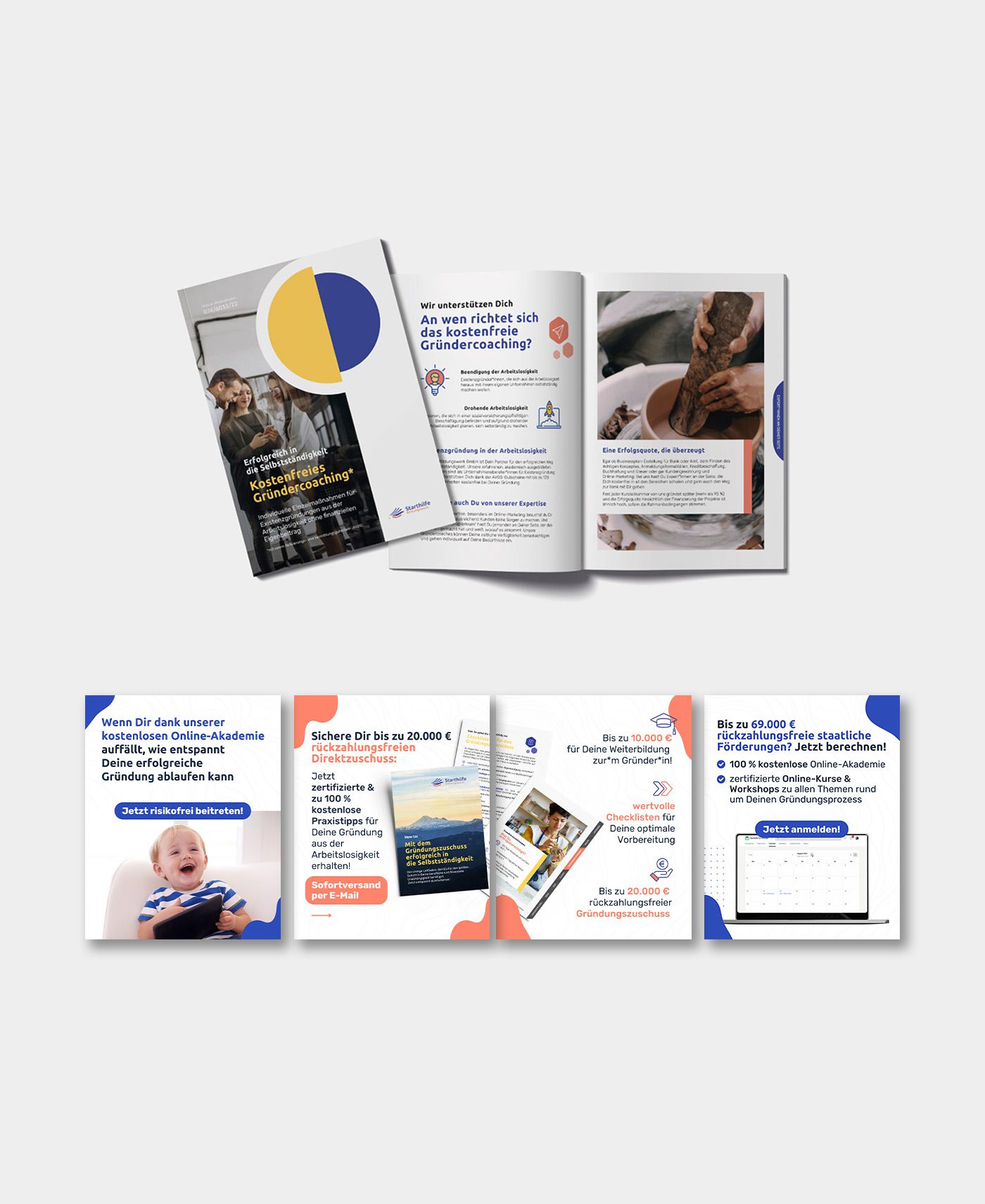 Beratung, Branding, Landingpage, Printwerbung, Social Media, Redaktion