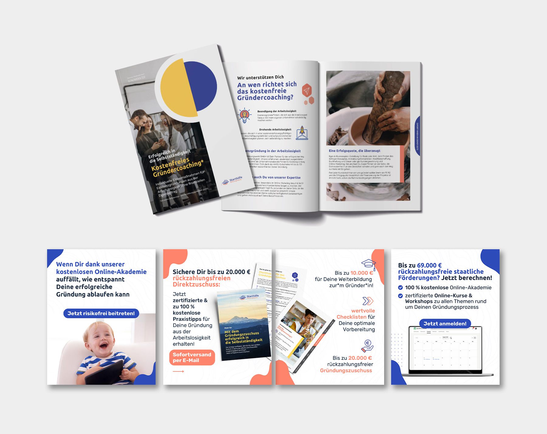 Beratung, Branding, Landingpage, Printwerbung, Social Media, Redaktion